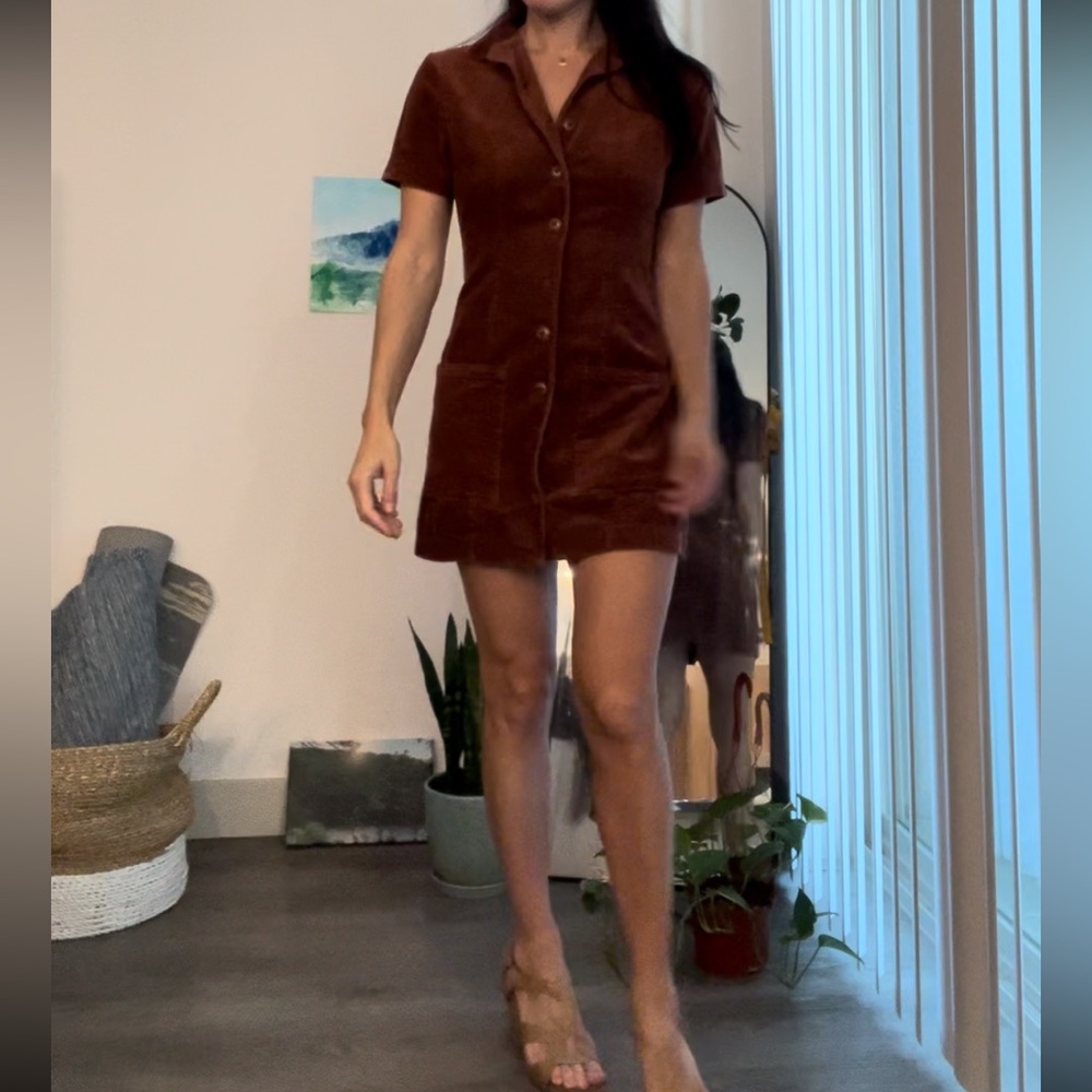 Free People Rust Button-Up Mini Dress